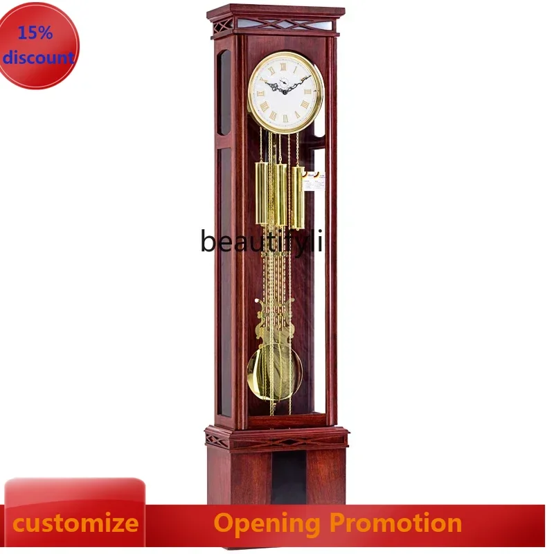 ss7486 New Chinese floor clock living room simple solid wood movement mechanical light luxury atmospheric floor clock