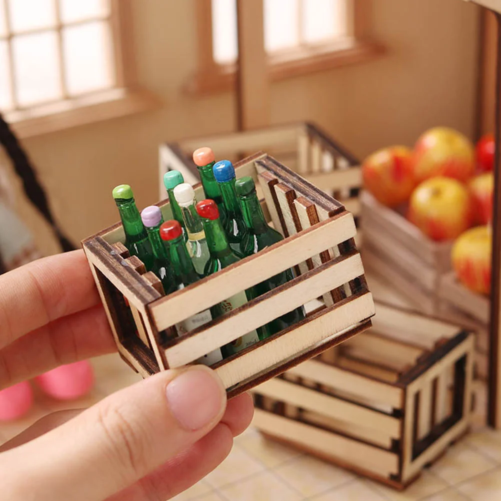 Conteneur de stockage de panier de fruits en bois, jouet de bonbons l'inventaire, modèle de meubles, ornement de jeu alimentaire, enfant en bas âge, 3 pièces