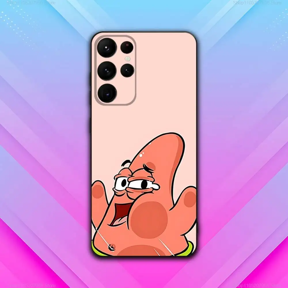 P-Patricks-ES Cute S-Star Untuk Samsung S30,S25,S24,S23,S22,S21,S20,Fe,Lite,5G,Ultra,Plus,Black Phone Case Ultra-Thin