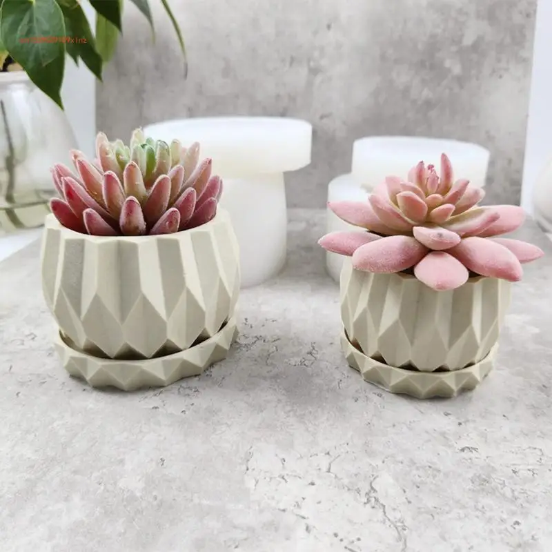Rhombus Flower Pot Silicone Mold Flower Epoxy Resin Casting Succulent Pot Mold