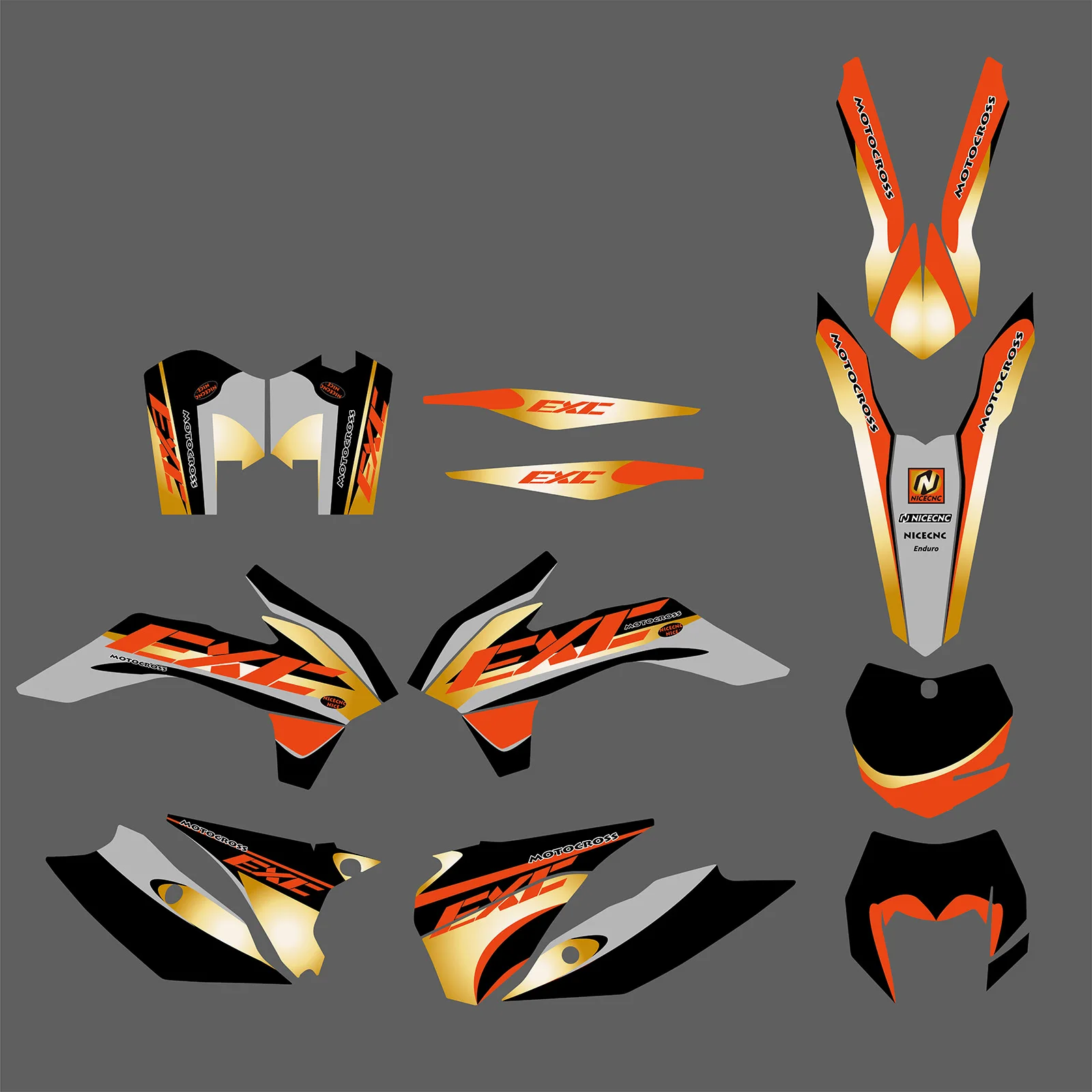 

For KTM EXC 300 2014-2016 EXC 250 EXC 450 F XCW XCFW 125 250 300 350 450 500 Motocross Graphics Background Decals Sticker Custom