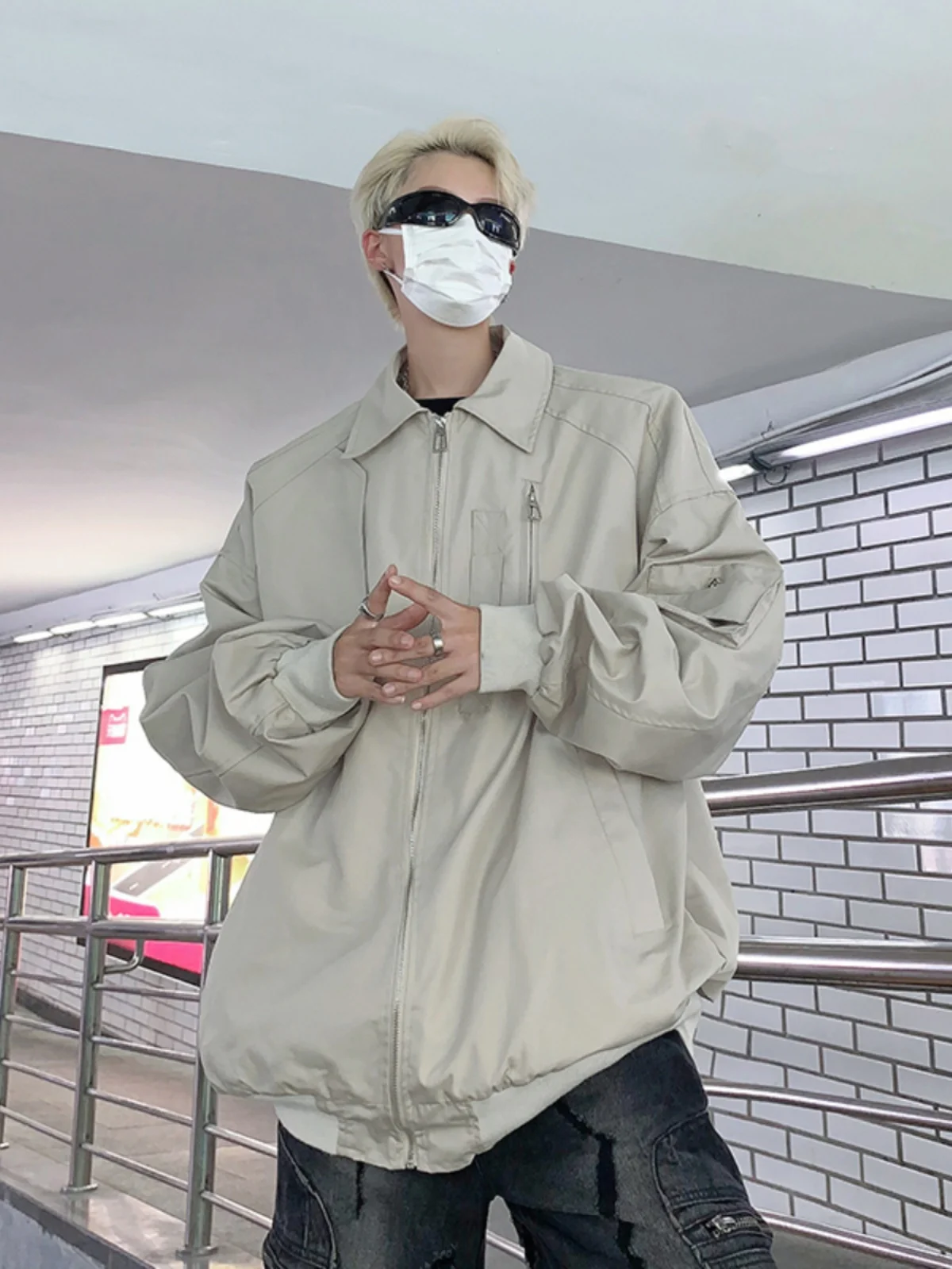 

Vintage Zipper Padded oulder Pilot Jaet Men's Sle American Retro High-End Trendy Workwear Outerwear Spring Autumn