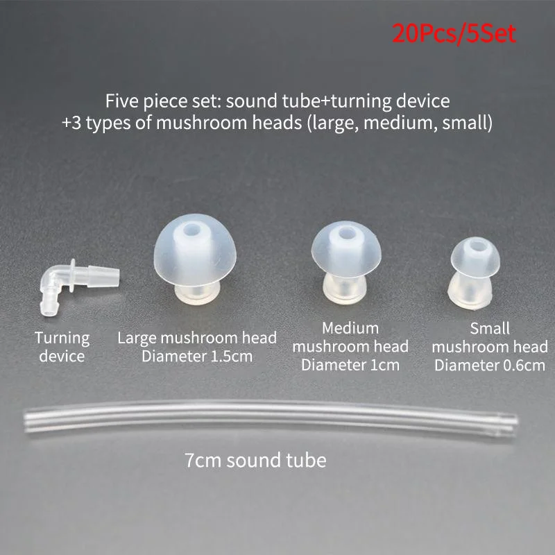 20Pcs/5Set Hearing Aid Ear Tips Silicone Earplug Domes For BTE,ITE And Pocket Hearing Aids Ear Bud Replacements.