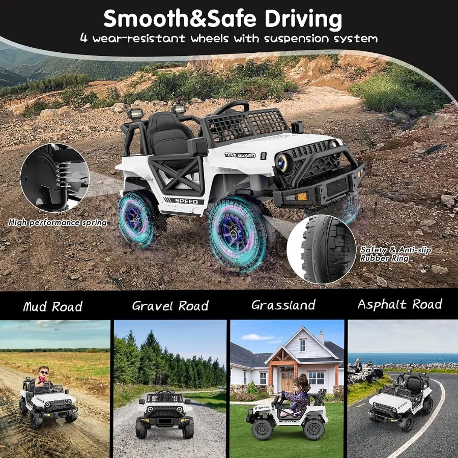 Ride On Car Toys12V 7AH Voiture électrique pour tout-petits pour 3-5 roues électriques Jeep avec télécommande pour filles et garçons Noël et naissance