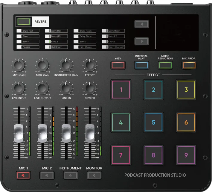 Digital audio mixer for microphone/instrument/volume monitor, powered by a 5V/1A connection public address mixing console