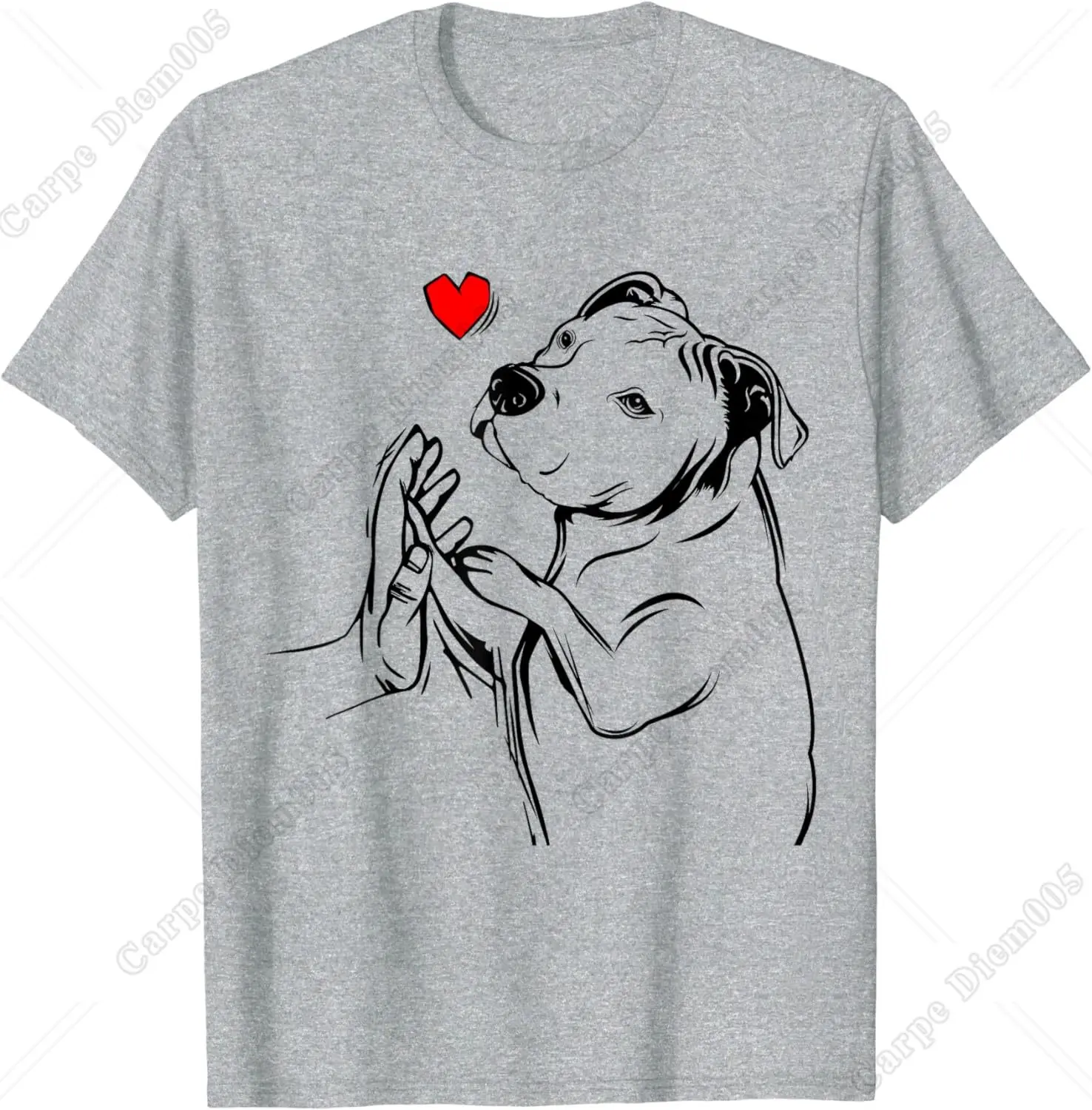 Pitbull Love Cute Pittie Dog Mom Funny Girls T-Shirt for Men Women Oversized T Shirt Cotton Short Sleeve All Seasons