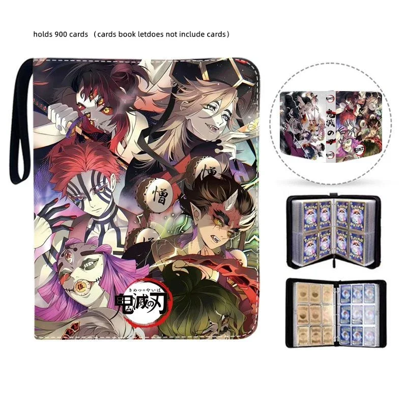 400pcs/900pcs Card Album Book Anime Demon Slayer Kamado Tanjirou Collection Card Zipper Game Cards Binder Holder Kids Gifts Toys