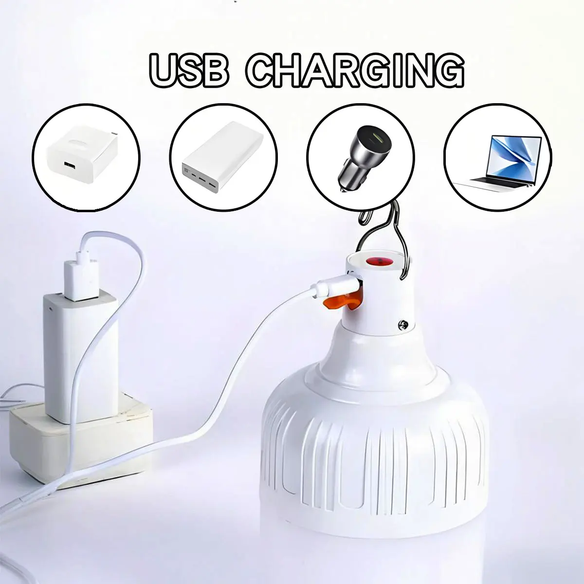 Portable Rechargeable LED Camping Light with Hook Dimmable Tent Lantern Emergency Night Lamp for Adventure Hiking Travel Use