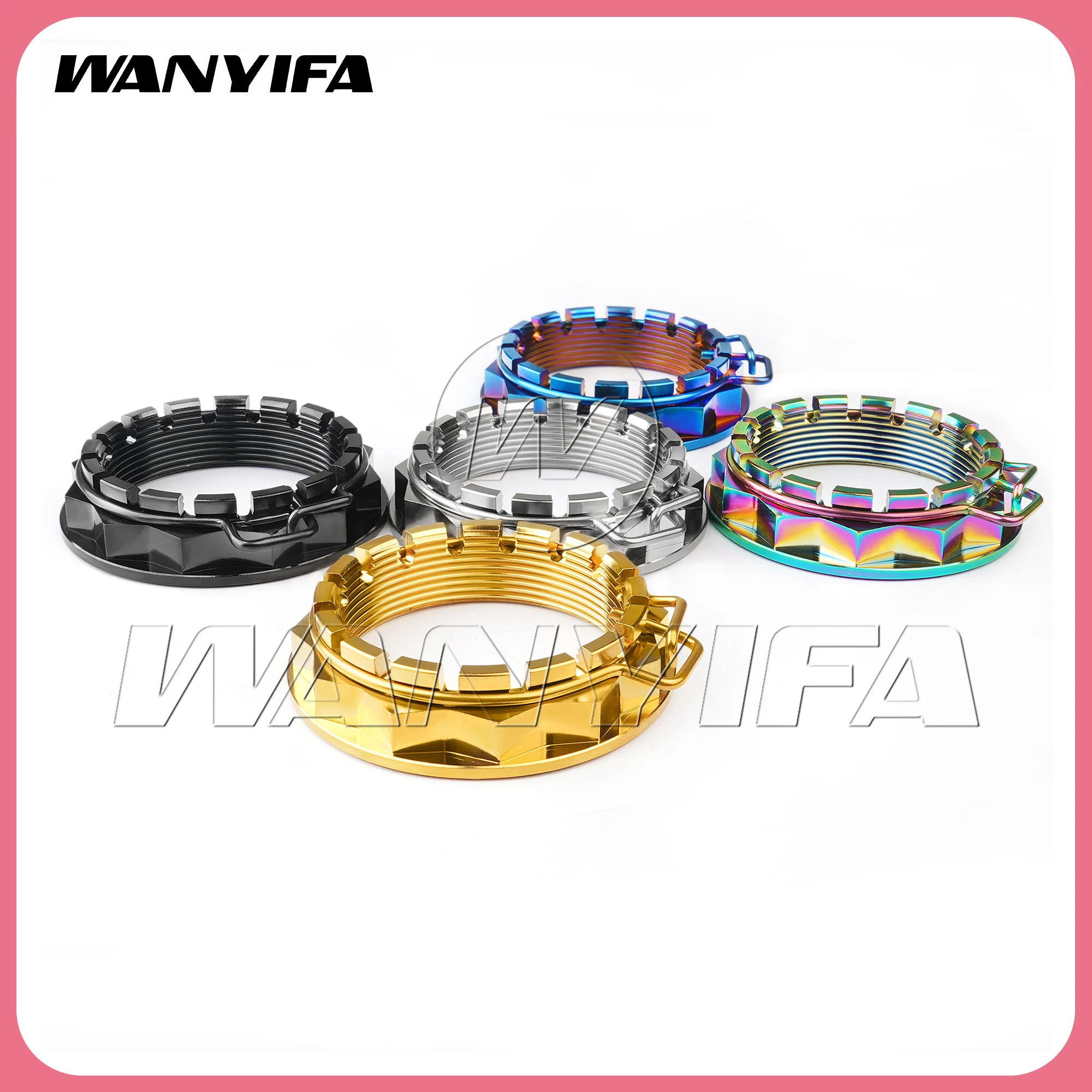 Wanyifa Titanium Nut M38/M48 Pitch1.5mm Rear Wheel Axle Nuts for Motorcycle Ducati With Ring