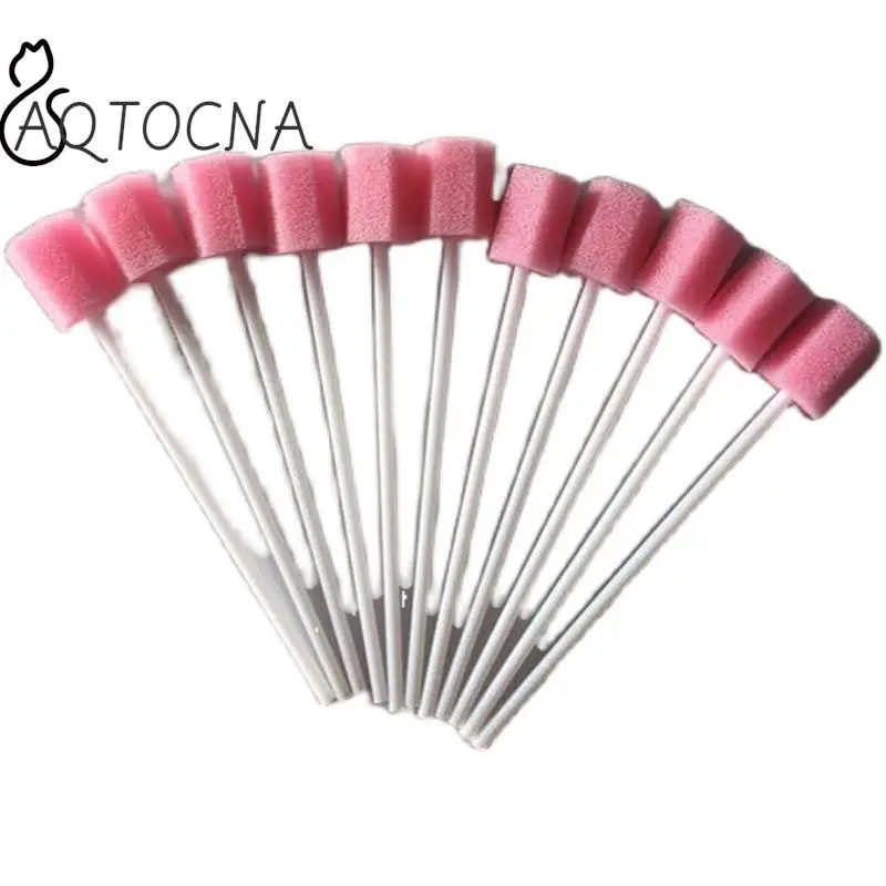 100pcs spugna per la pulizia della bocca tampone monouso per la pulizia dei denti tamponi per la bocca con bastoncino tampone per la pulizia della testa in spugna per uso medico orale