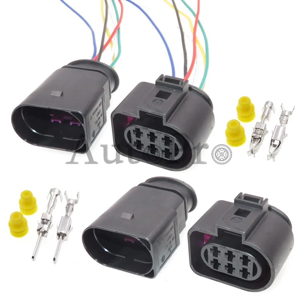 

1 Set 6 Hole 1J0973833 1J0973733 AC Assembly Car Male Female Docking Wire Cable Plug Auto Plastic Housing Connector for Audi VW
