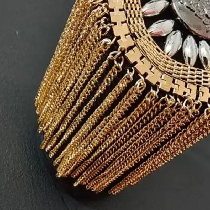 1Pc Fashion Handmade Shoulder Jewelry Tassel Rhinestones Epaulettes Clothing Accessories Brooch Epaulet Shoulder Brooches Gift