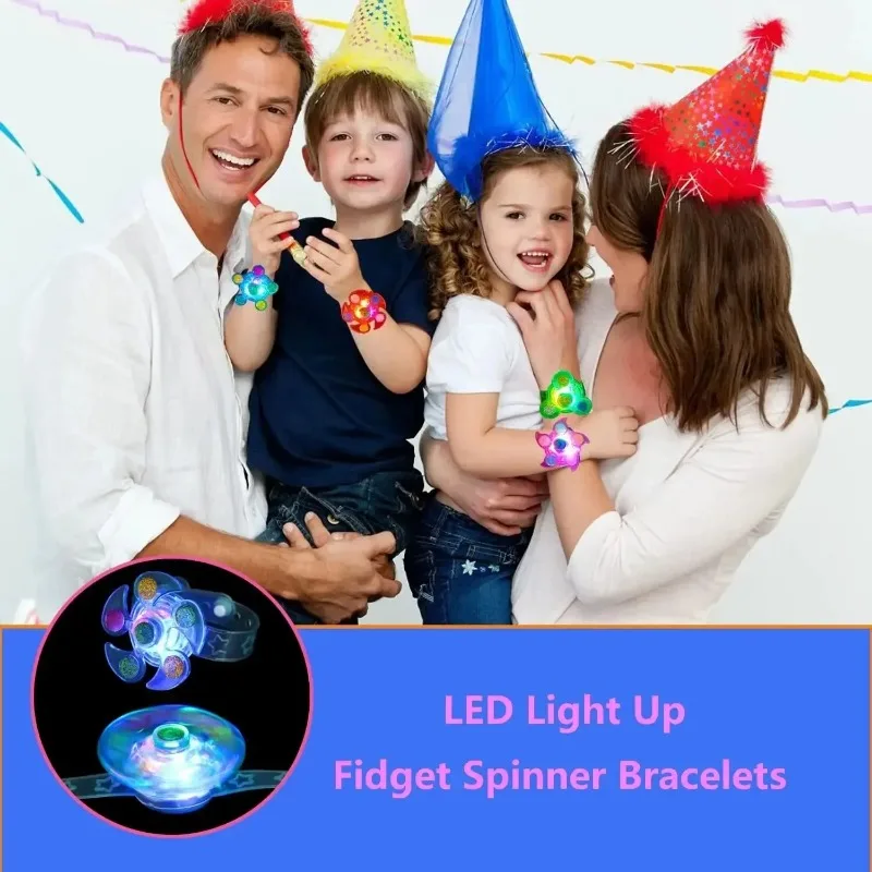 Kid\'s Glow Watch LED Light Up Fidget Spinner Toys Rotary Gyro Watch Glow In The Dark Party Favors Birthday Gifts Party Supplies