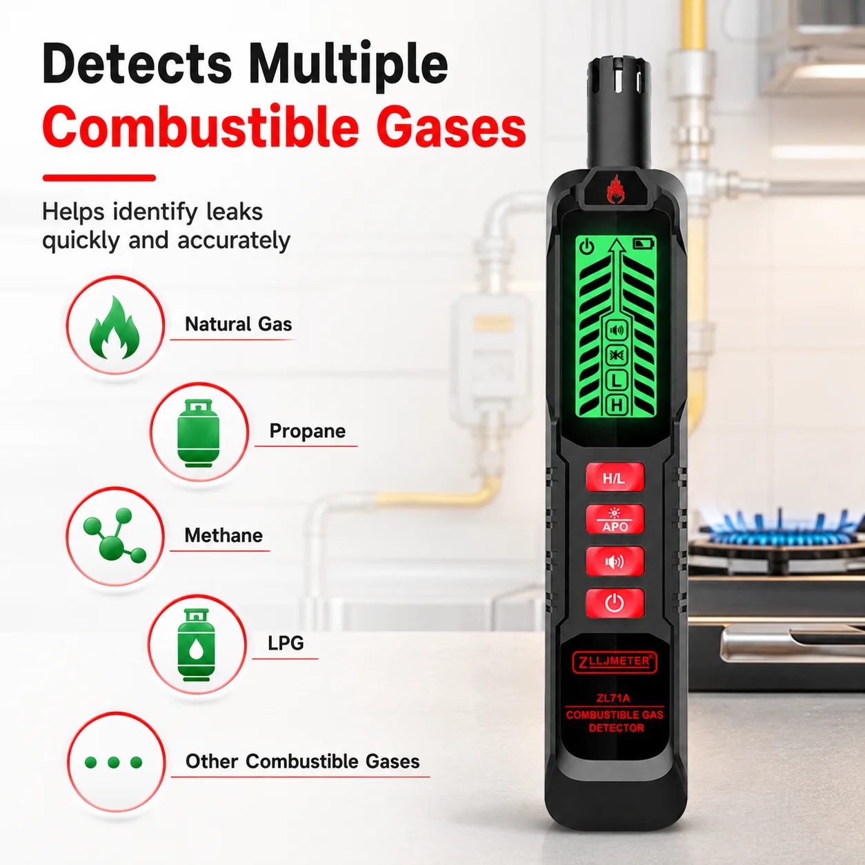 Combustible Gas Detector Gas Leakage Tester 50~10000PPM Car Air Conditioner AC Freon Halogen Household Natural Gas Leak Detector