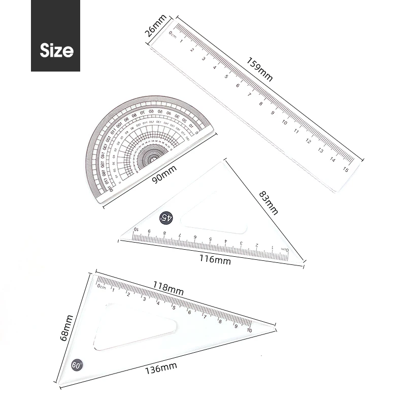 8 In1/Set Compass Ruler Iron Box Binding Mathematical Geometry Plate Stationery Math For Students Drawing,Protractor Accessori