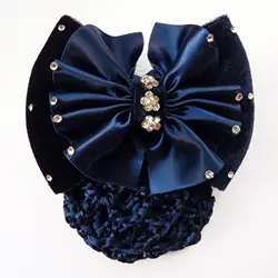 Double Tulle Bowknot Bun Snood Women Hairgrips Lady Hair Clip Cover Net Stylish Floral Lace Satin Bow Barrette Hair Accessories
