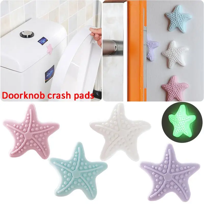 Door Mute Pad Starfish Shape With Luminous Crash Pad Door Handle Door Lock Shock Pad Silicone Anti-collision Sticker