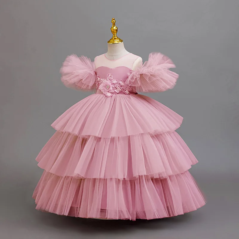 Novo vestido elegante de baile infantil para meninas, vestidos de festa de luxo para meninas, roupas de princesa de 4 a 12 anos