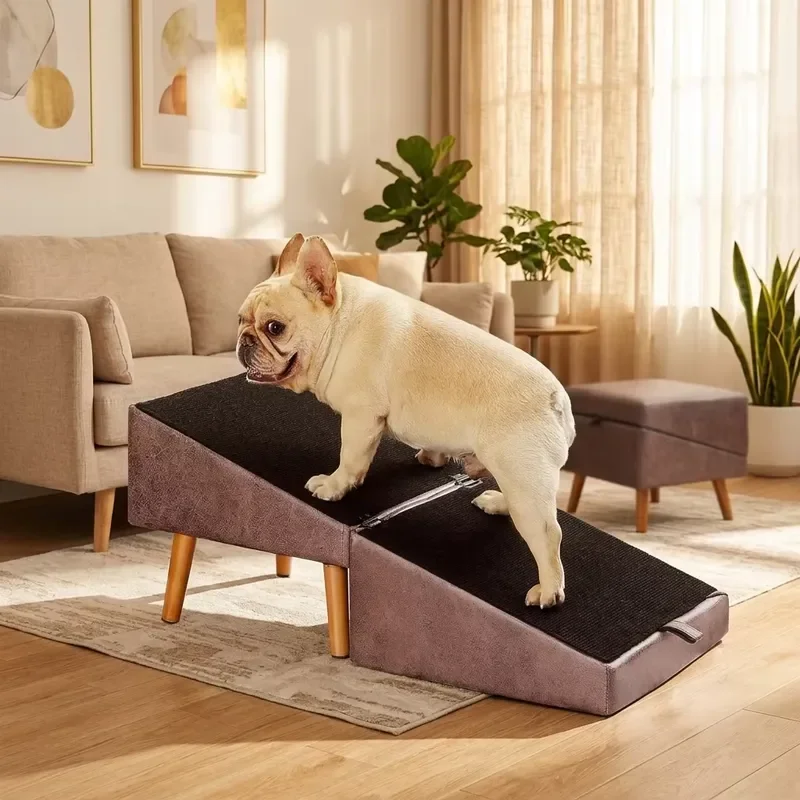 Wooden Dog Staircase Ramp Dual Purpose Split Storage Bench Pet Step Foldable Suitable for Indoor Living Room and Outdoor Use