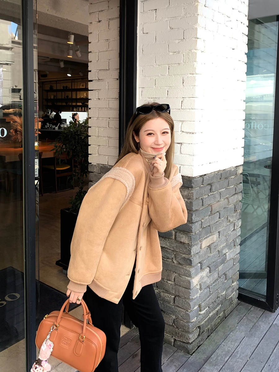 

Женская бейсбольная куртка Yangyang YANUOYU, двусторонняя, универсальная, осенне-зимняя, из полиэфирного волокна, с круглым вырезом, на пуговицах