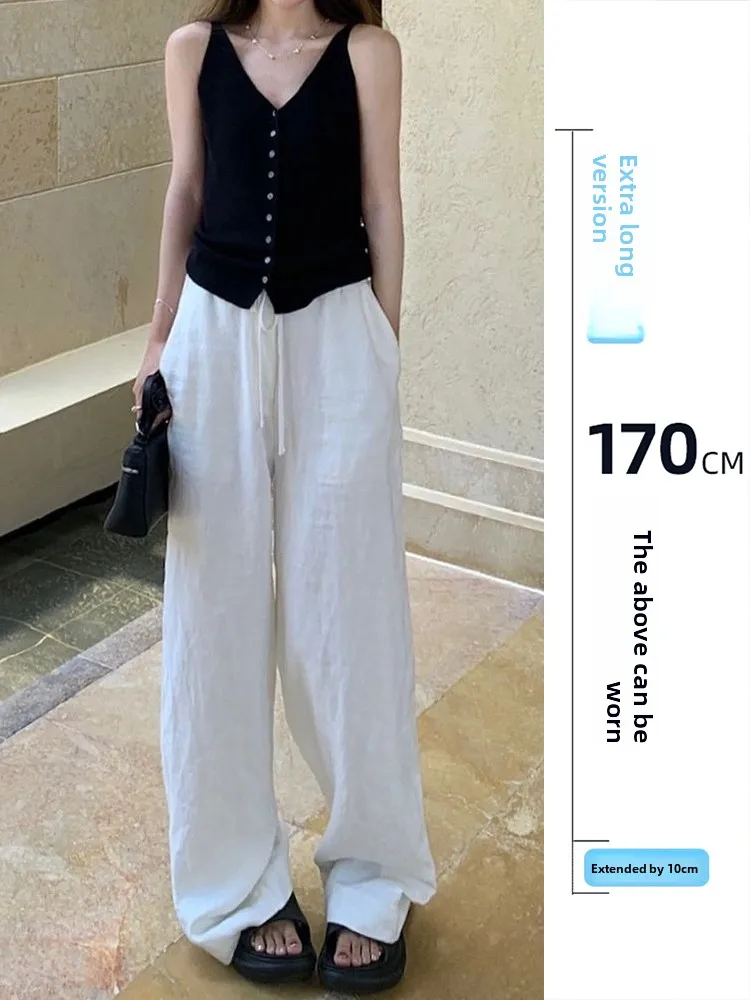 

Женские повседневные брюки с прямыми штанинами, весенние, с высокой талией, свободные, струящиеся, комфортные, для работы, в пол