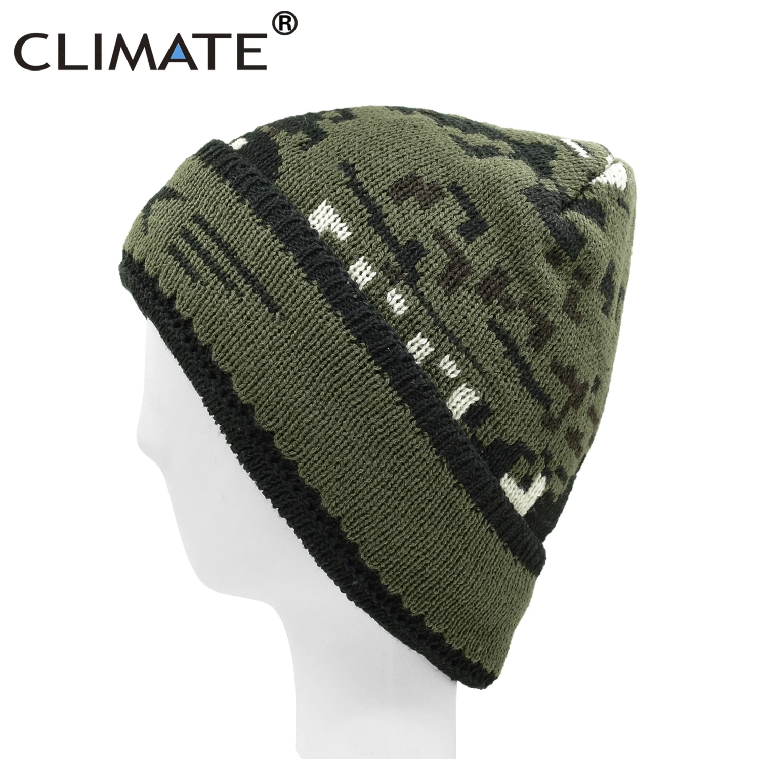 CLIMATE New Camouflage Beanie Winter Warm Hat Cool Wen Man Camo Beanie Knitted Hat Hunting Fishing Outdoor Sport Knitted Hat Cap