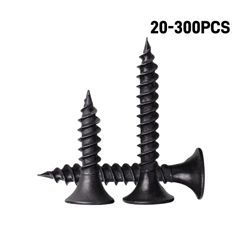 20-300pcs Black Phosphate Drywall Screws Self Tapping Bugle Head for Drywall Plasterboard Wallboard Wood Studs 20-400Pcs