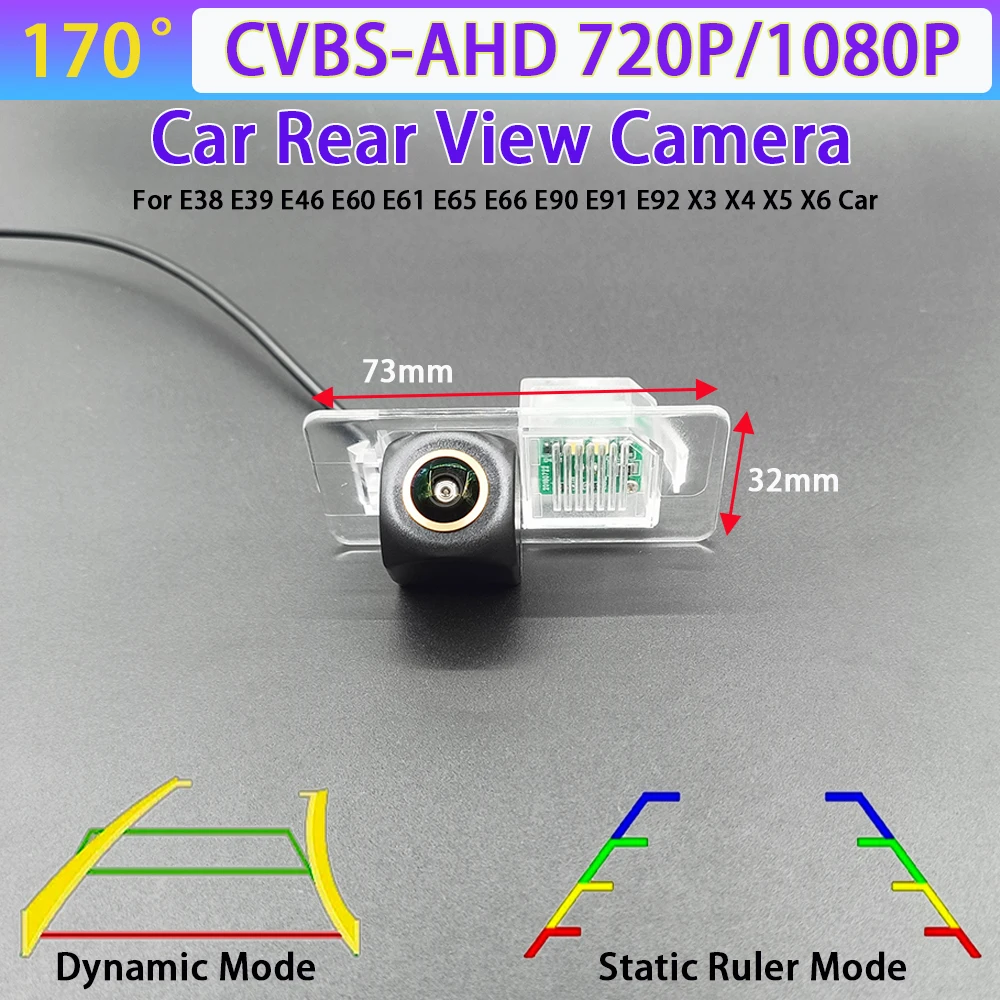 170 Degree AHD 1080P Car Rear View Camera For BMW E38 E39 E46 E60 E61 E65 E66 E90 E91 E92 X3 X4 X5 X6 Car Track/Ruler 720P CVBS