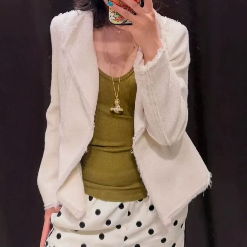 Casual Style Short Skirt Design Coat New Spring Summer Women's Fashion Design Lapel Long Sleeve Button Closure Outerwear