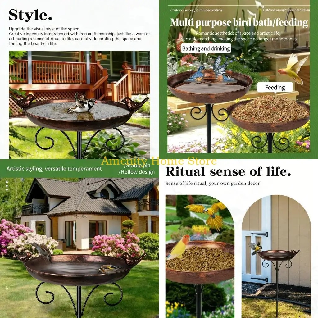 F26C Elegant Exterior Iron Feeder And Water Bowl 31 Inches High With Support