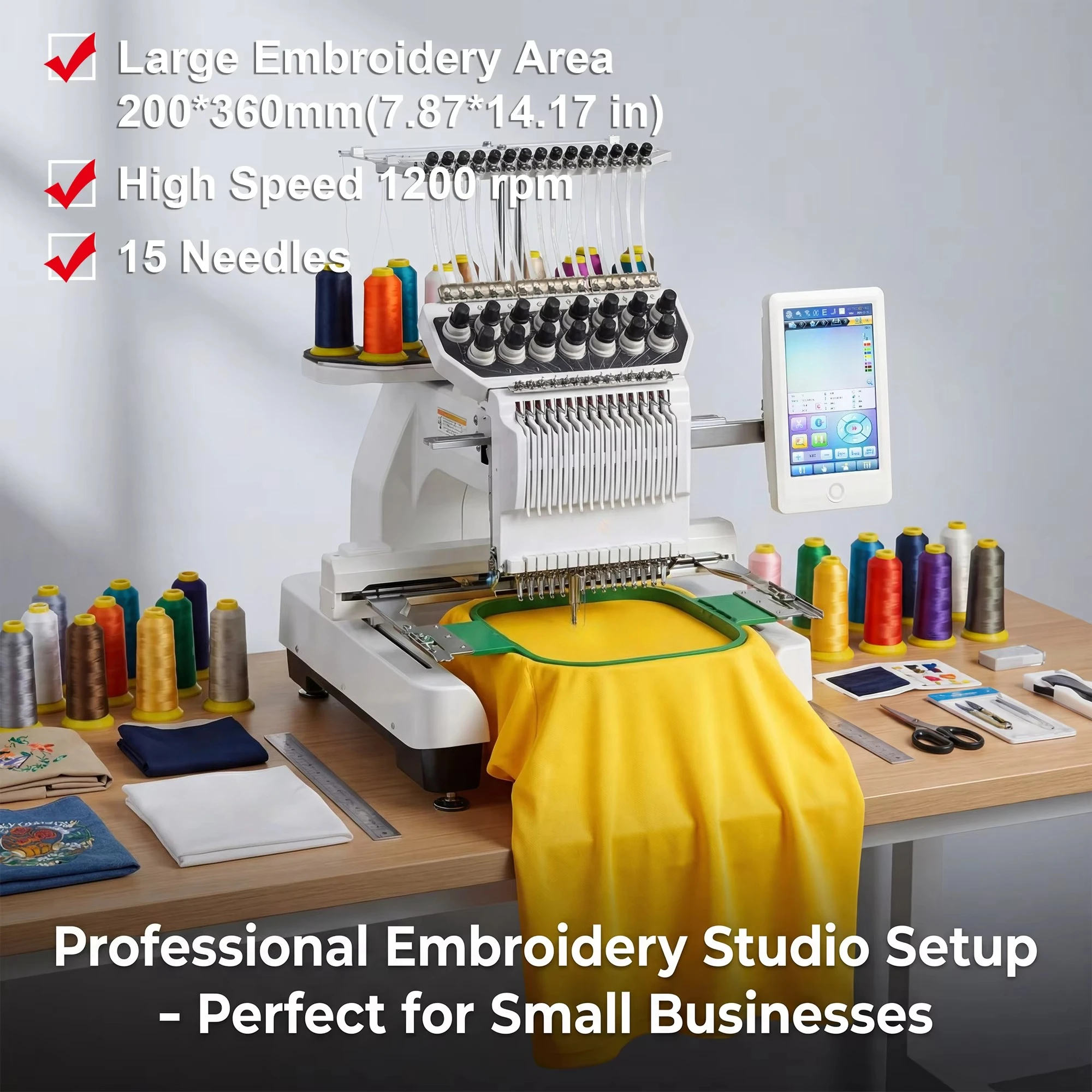 High quality single head multi-needle embroidery machine Industrial embroidery machine 10 inch LCD touch screen