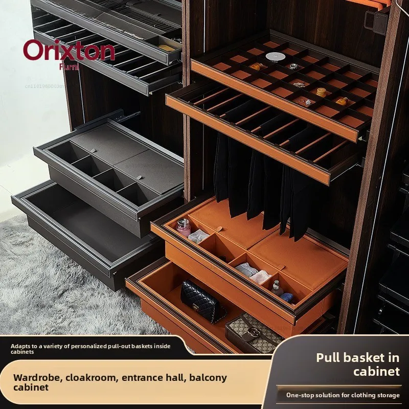 Cloakroom storage basket drawer four-piece set multifunctional combination wardrobe home cabinet hardware