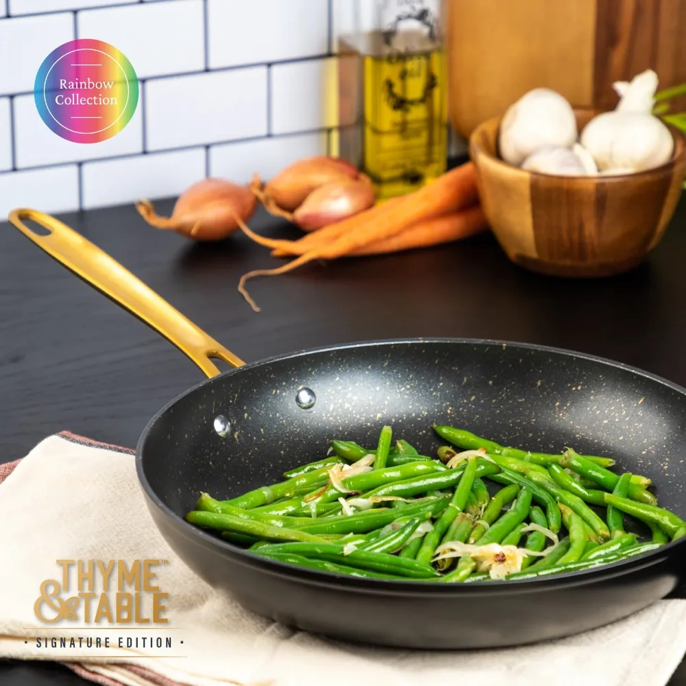 

Non-Stick 12" Signature Fry Pan, Black & Gold