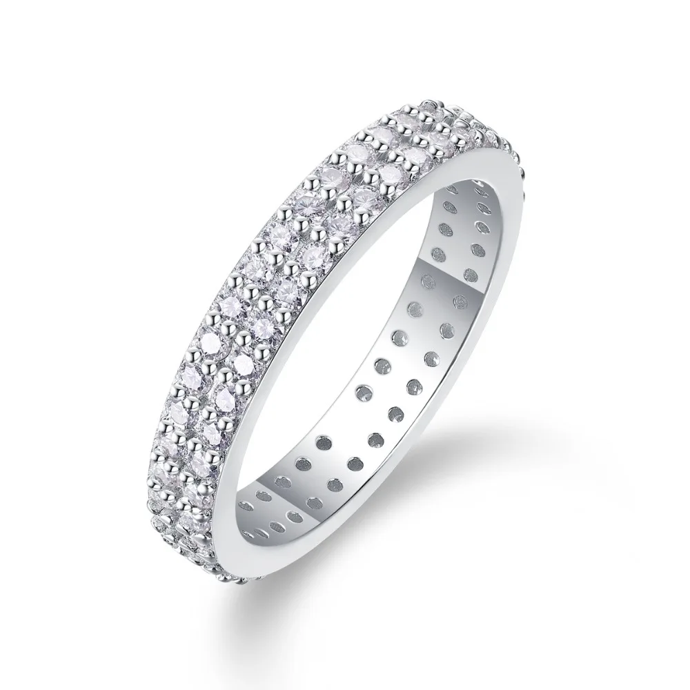 

2 Rows D Color Moissanite Eternity Ring Wedding Band 925 Sterling Silver Fine Jewelry Bling Diamond Engagement Rings Pass Test