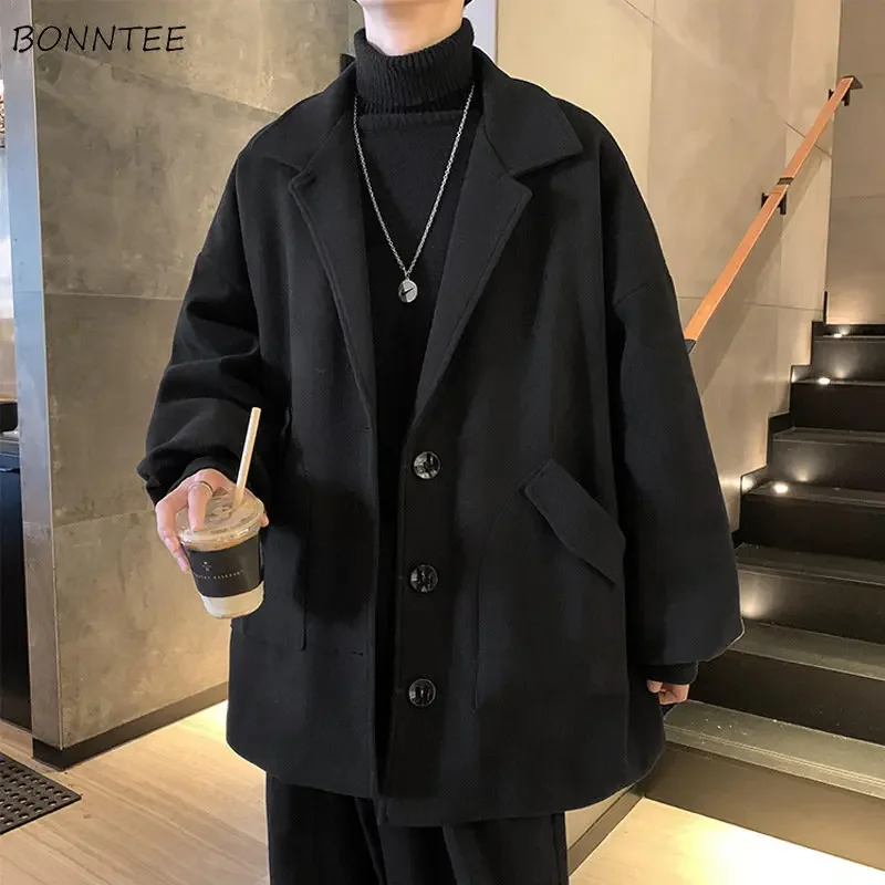 

Blends Men Casual Cropped Outwear Autumn Winter Korean Style Fashion Handsome Design Leisure Streetwear Harajuku All-match Mujer