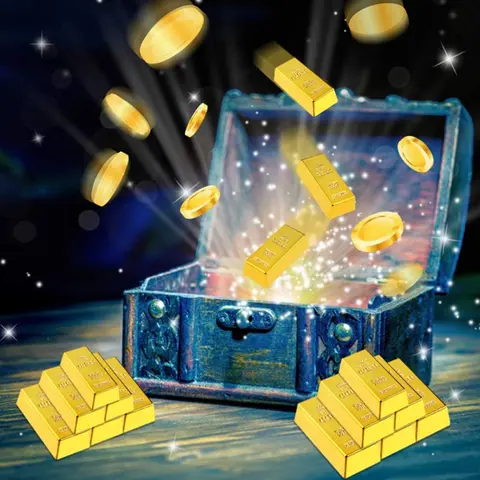 Gold Bullion Bar Simulated Golden Brick Glittering Plastic Fake Gold Bar Paperweight Door Stop Movie Prop Novelty Gift