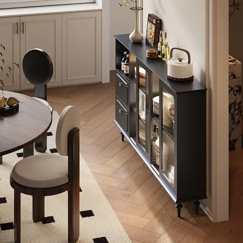 American retro sliding door, dining side cabinet, black porch cabinet, extremely narrow , corridor aisle cabinet,