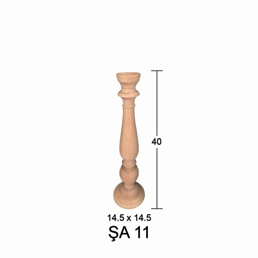 ŞA11 43cm Candlestick, Dyeable Raw Wood Mdf Candlestick