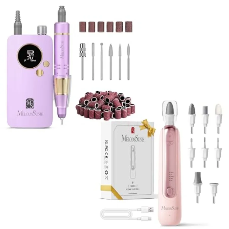 

Portable Nail Drill 30000 RPM with 8-in-1 Manicure Pedicure Kit for Home Use Stainless Steel Body Black High-Speed Precision wi