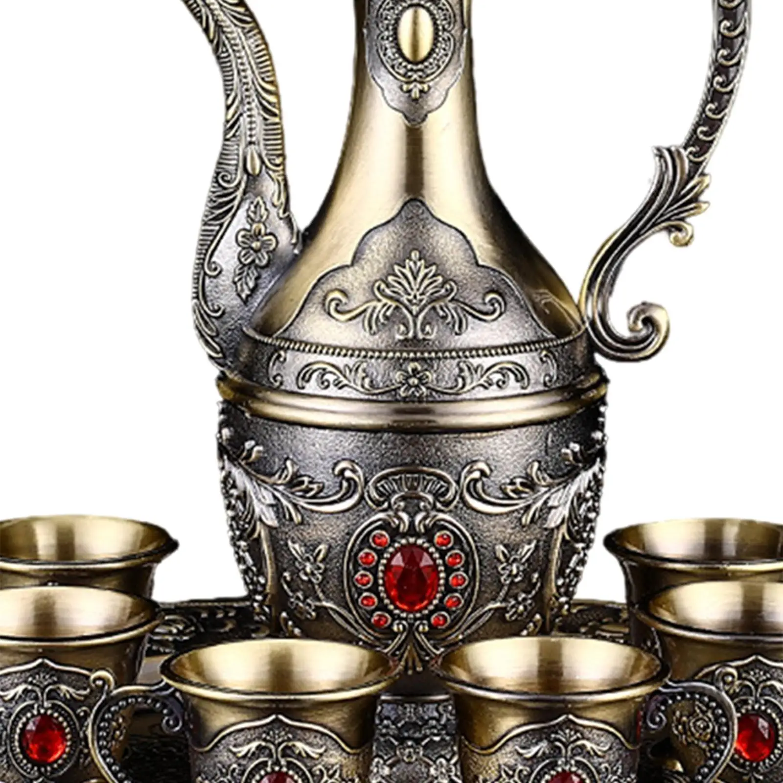 Tea Set Decanter and Glasses Set European Style Teapot Tray and 6 Cups Ornament for Home Wedding Dining Room Living Room Holiday image 5