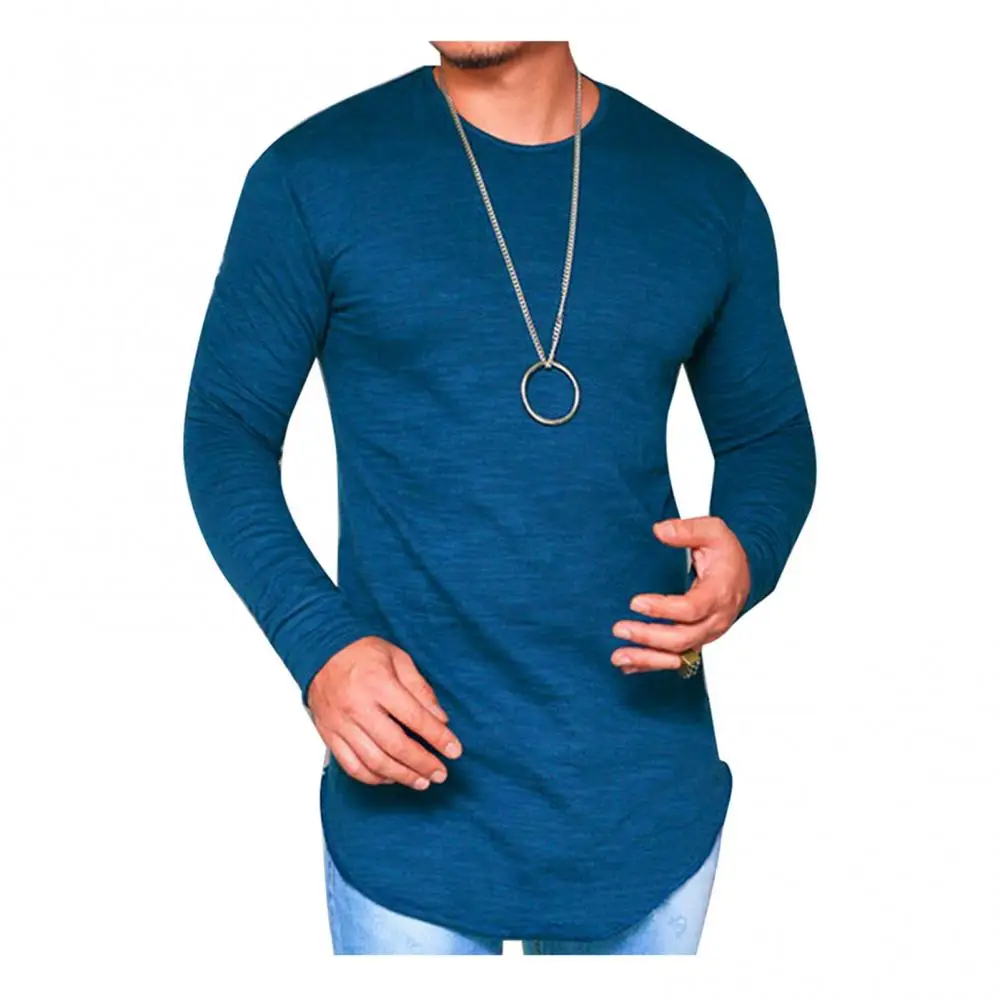 Men's T-Shirts Long Sleeve Slim Men T-Shirt Autumn Solid Color O Neck Long Sleeve Cotton Thin T-shirt Bottoming Top