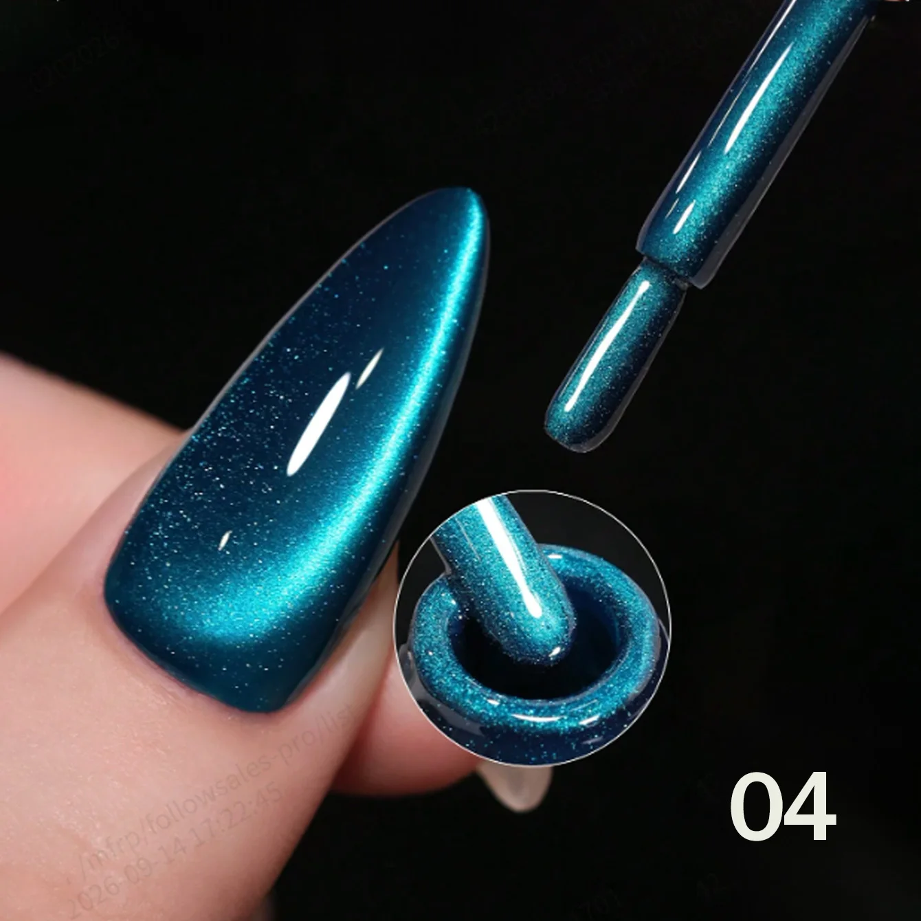 SHAKA 1pcs Flash Whitening Blue Cat Eye Gel Nail Polish 2026 Autumn Winter Popular Bright Red Cat Eye Blue Glass Beads Nail Art