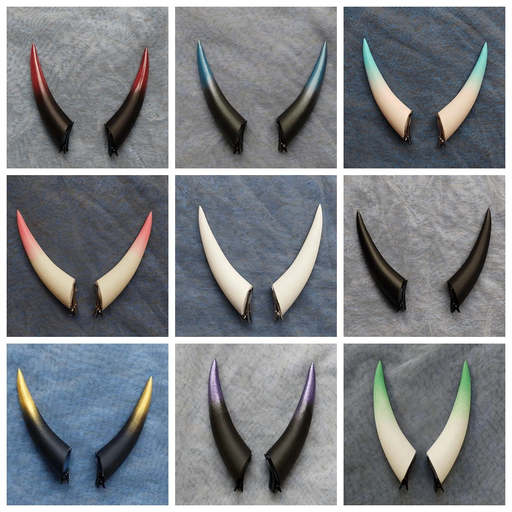 10/14/18cm Dark Gothic Devil Horns Ghost Hairpin Edge Hair Clips Gradient Color Halloween Party Anime Cosplay Hair Accessories