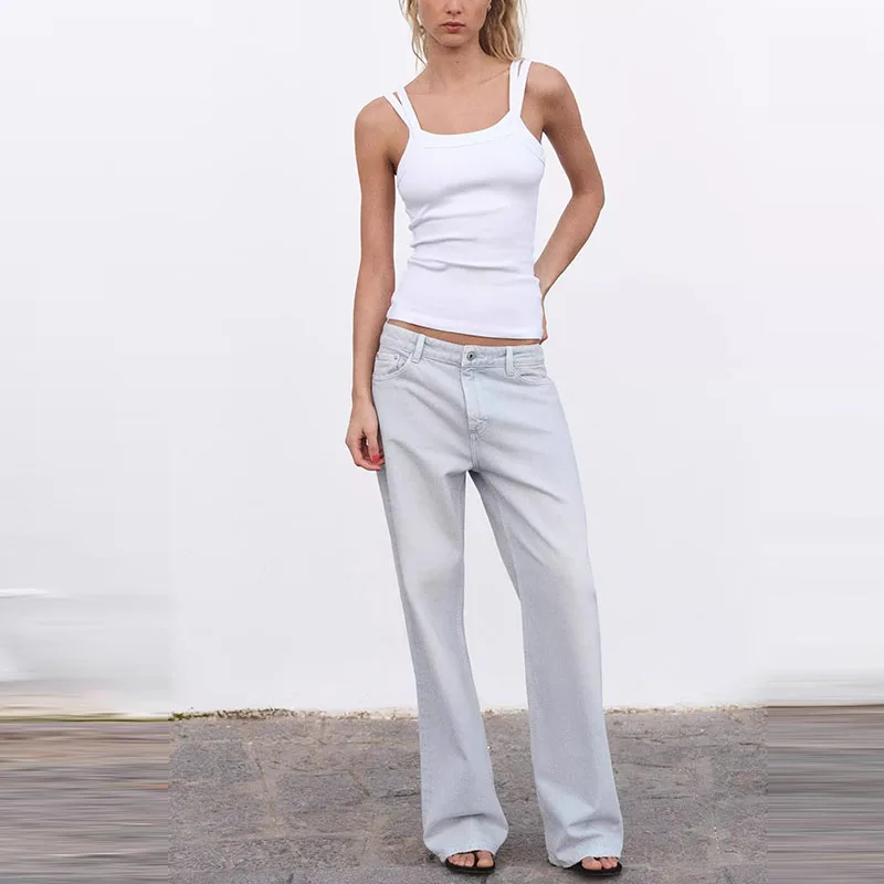 Ele High Waist Wide Leg Casual Denim Jeans Spring 2025 New Women's Faion Z Long Pants l Waist