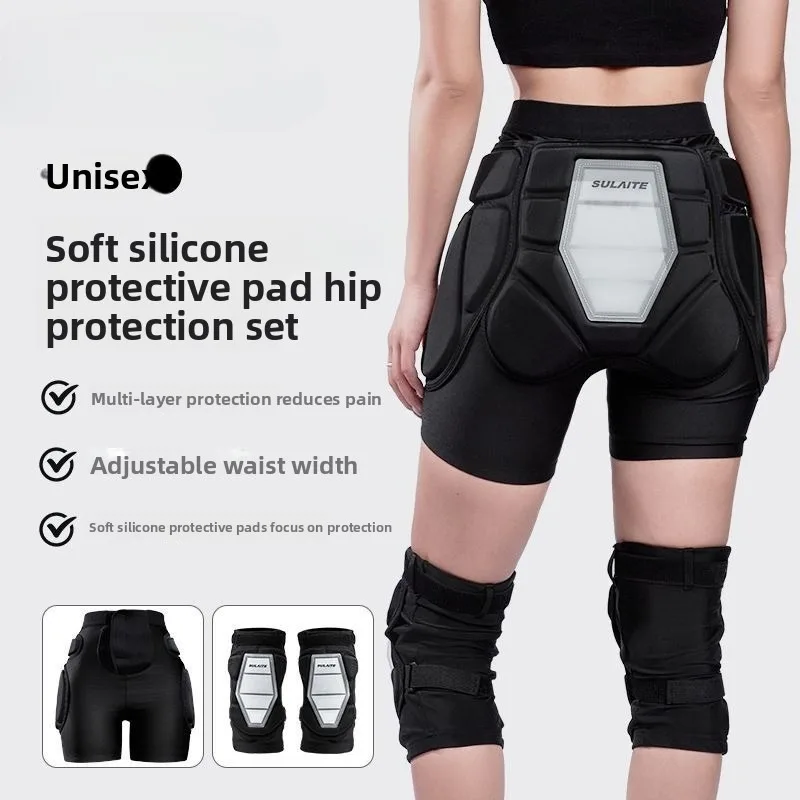 本物の落下防止ヒップパッドセット、スケートボードやスキー用のプロ仕様インナーパンツ膝カバー