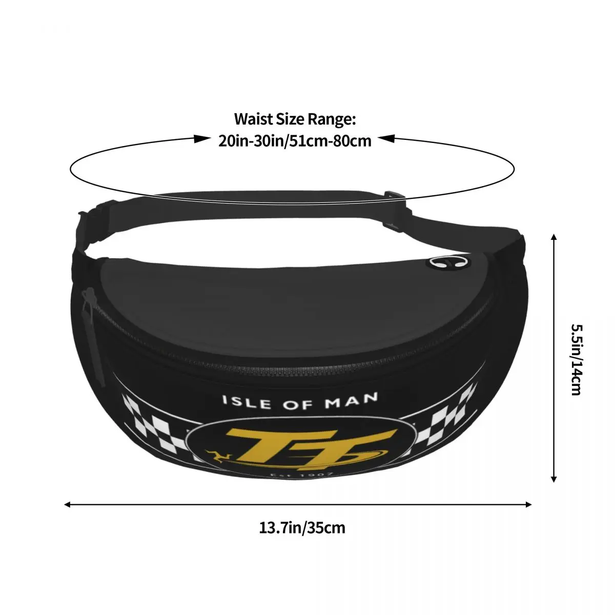 Cool Eiland Man Tt Race Fanny Pack Voor Fietsen Kamperen Mannen Vrouwen Motobike Racer Crossbody Heuptas Telefoon Geld Zakje