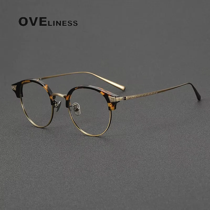 

Acetate Titanium Glasses Frame Men Retro Round Eyeglasses frames Women 2025 full Eyewear spectacles