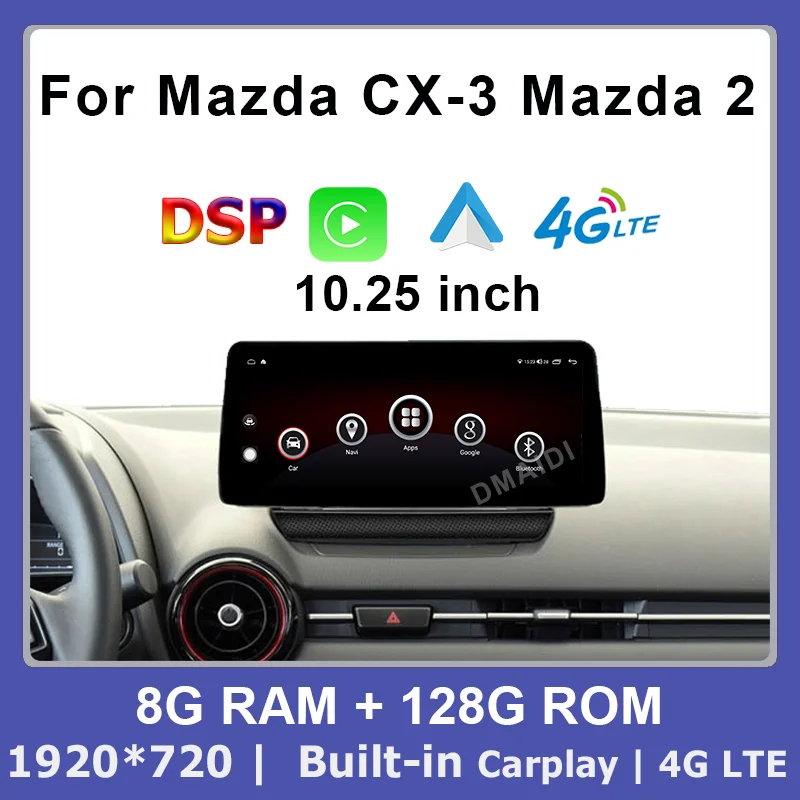 

Car Multimedia Player Android 12 With CarPlay WiFi 4G LTE HD LCD Touch Sceen GPS Navigation For Mazda2 /Mazda CX3 /CX-3