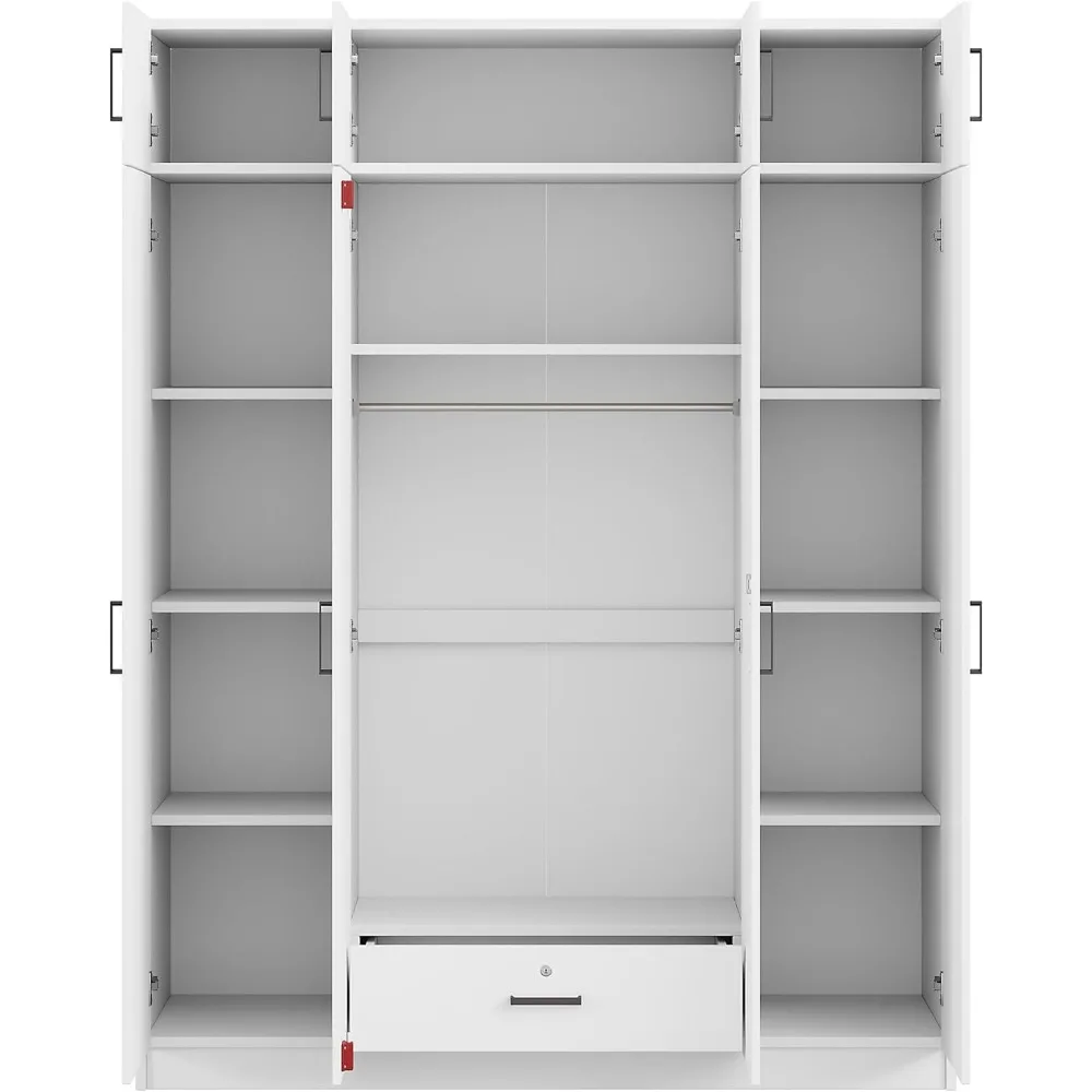 Modern Wardrobe with 4 Doors and Top Cabinet, 80.8 