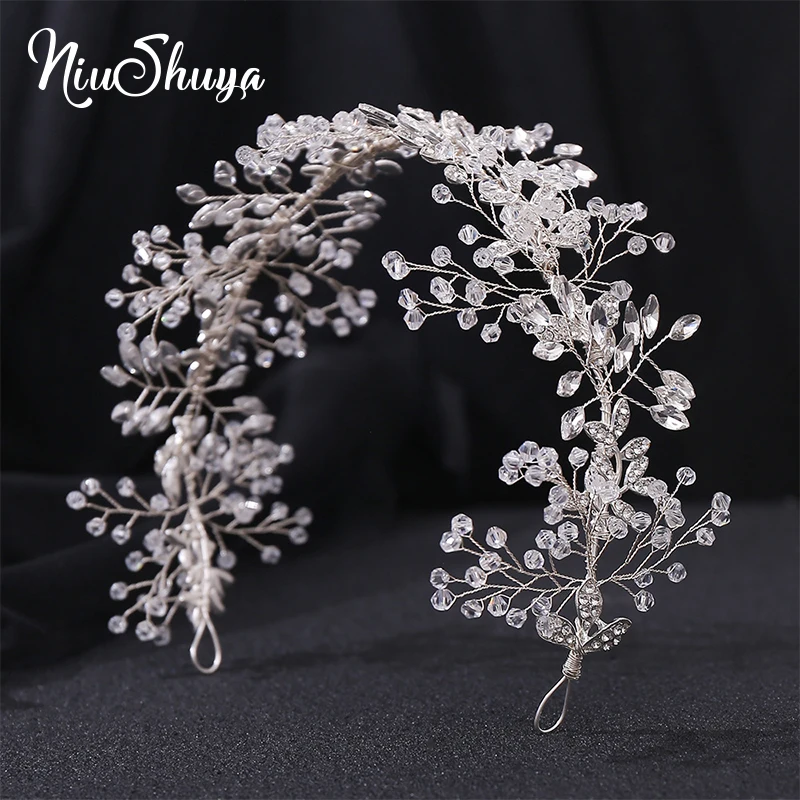 

Обруч для волос NiuShuya с блестящим белым цветком, обруч с кристаллами, свадебное платье, украшение для волос на день рождения